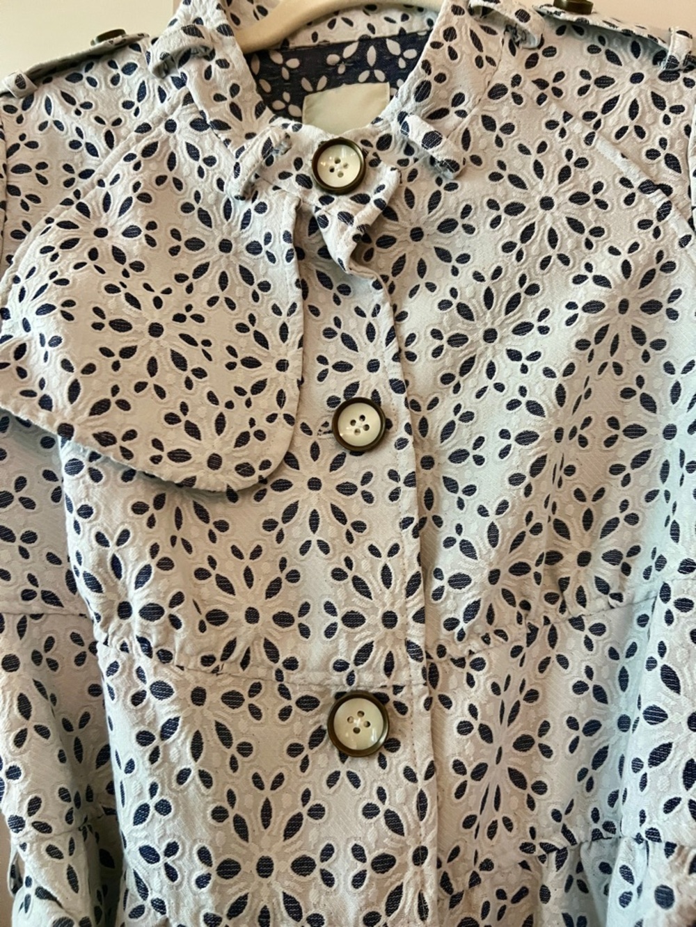 Elevenses White Floral Jean Jacket with Blue eyelet - Picture 9 of 16
